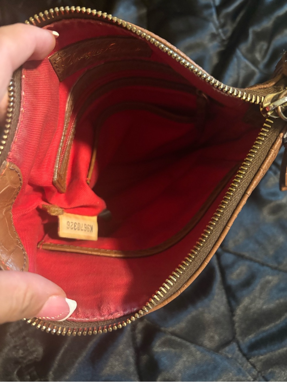 Vintage Dooney & Bourke Croc-Embossed Leather Shoulder Bag - Picture 7 of 11